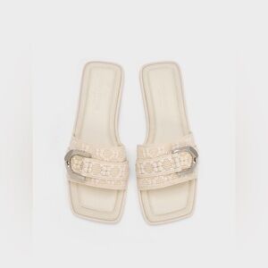 Charles & Keith - Gabine Crochet & Mesh Slide Sandals